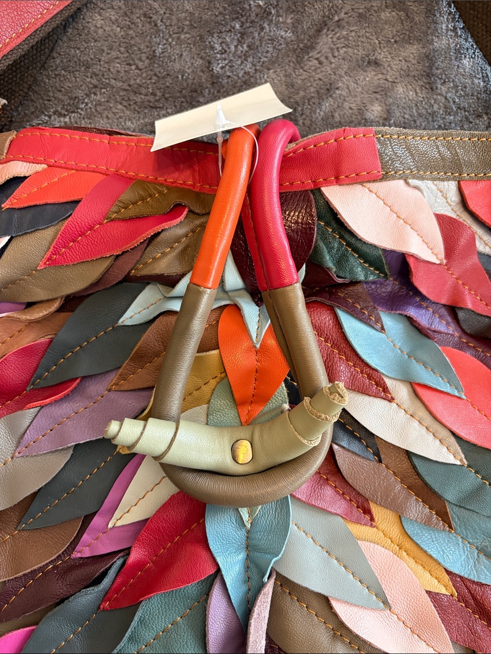Multicolor Leather Leaf Appliqué Tote Bag - Women - Picture 2 of 10